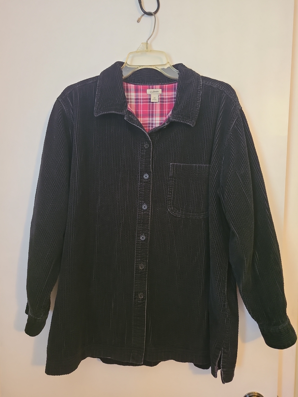 VTG L.L.Bean Plaid Lined Corduroy Shirt Jacket Shacket Black Gorpcore Grannycore